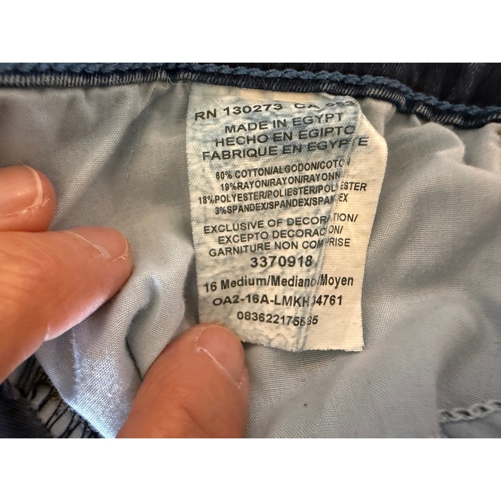 Lee Easy Fit Cropped Capri Jeans Medium Wash Blue Stretch Size 16M - Picture 6 of 7